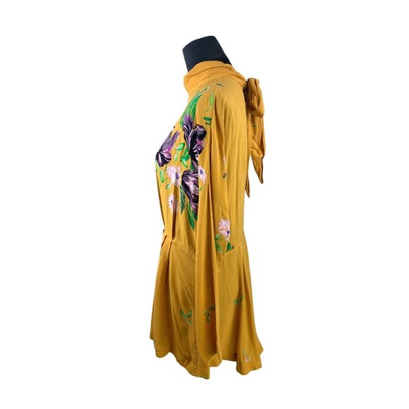 Free People “Gemma” Tunic Open Back Drop Waist Floral Mini Dress Size XS - Picture 3 of 10